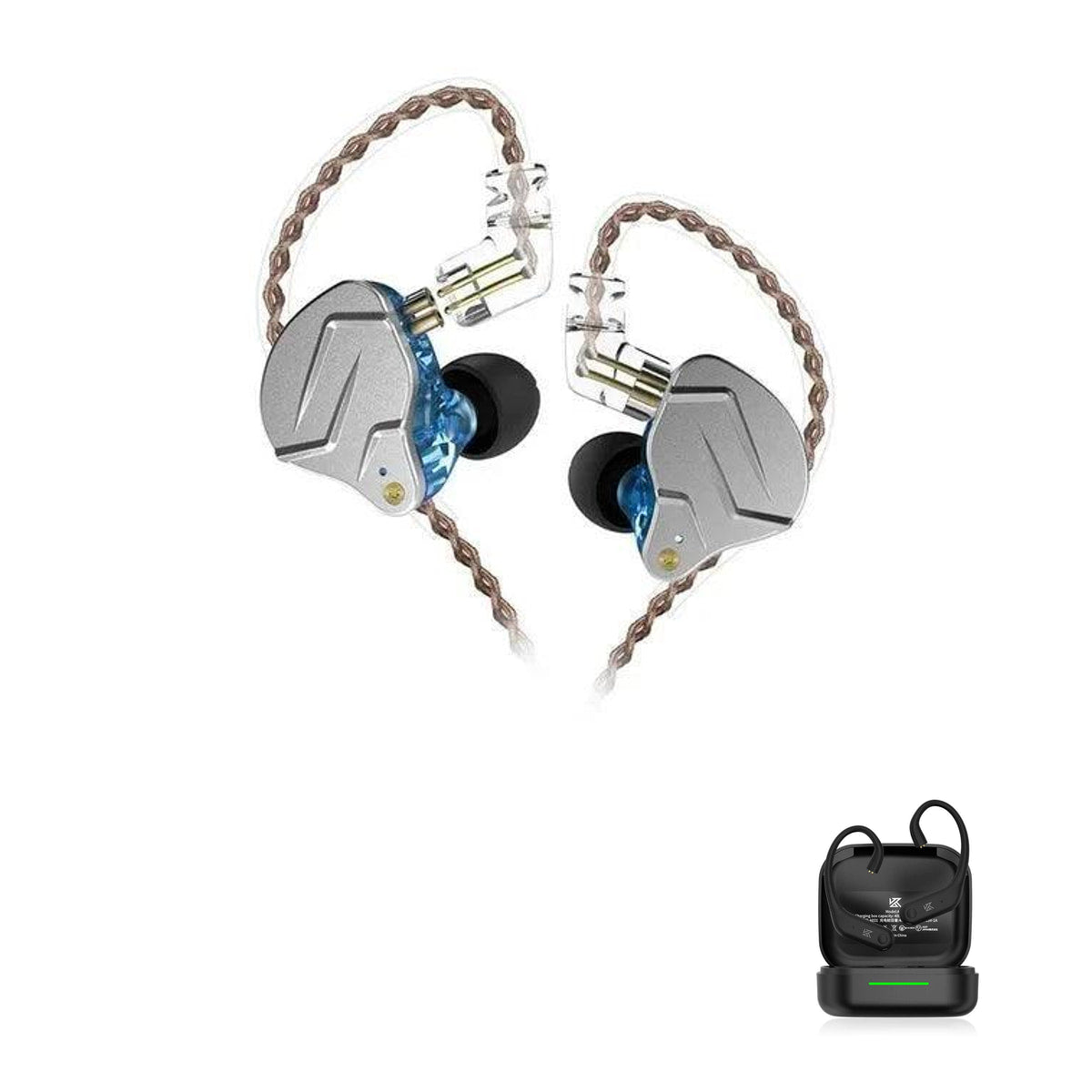KZ ZSN PRO with KZ AE01 Bluetooth adapter — Azul / Sem Microfone / Com Bluetooth