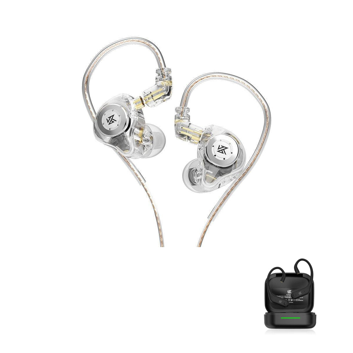 KZ EDX PRO with KZ AE01 Bluetooth adapter — Transparente / Sem Microfone / Com Bluetooth
