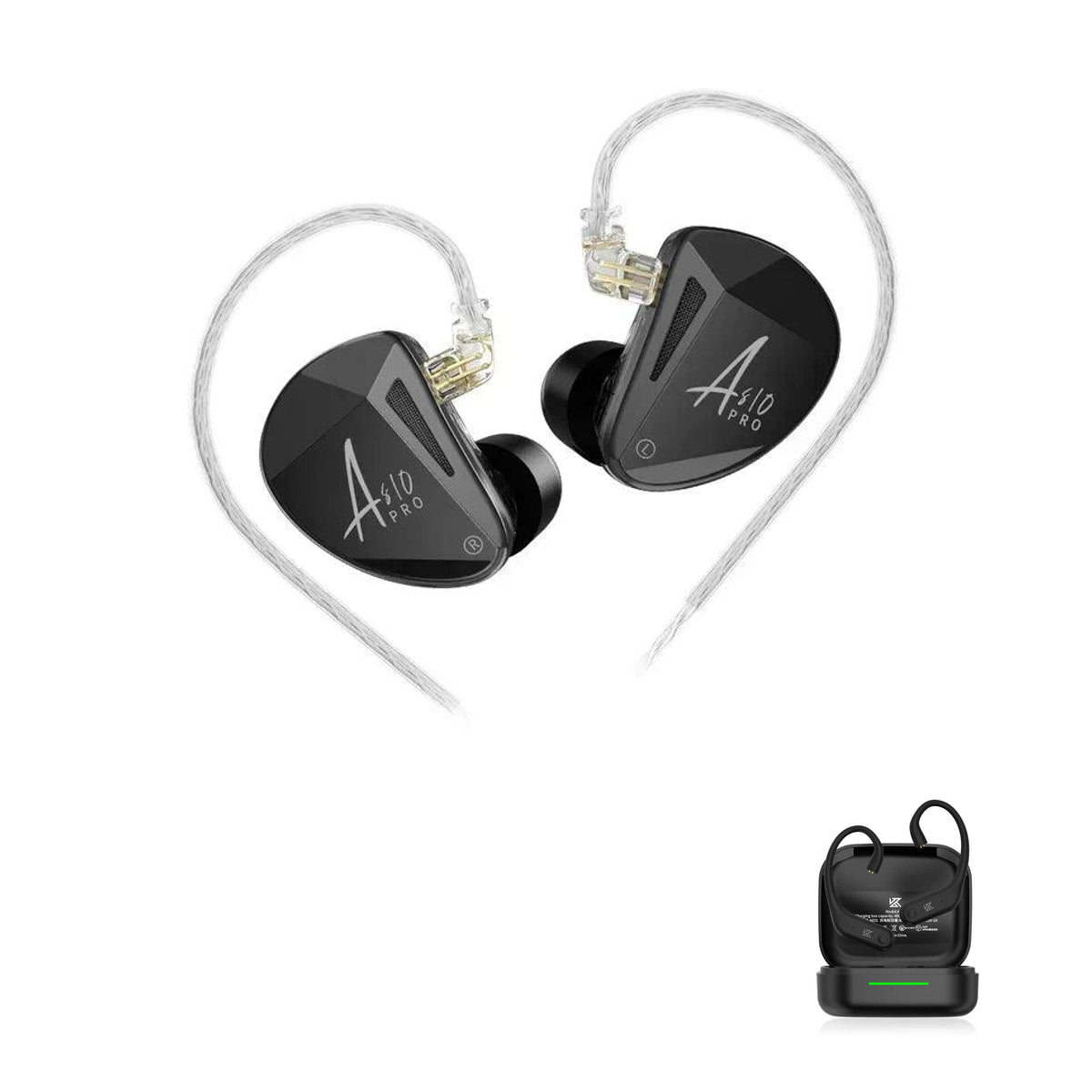 KZ AS10 PRO - Fone In-Ear Hi-Fi com 10 Drivers Precision + with KZ AE01 Bluetooth adapter — Sem Microfone / Com Bluetooth