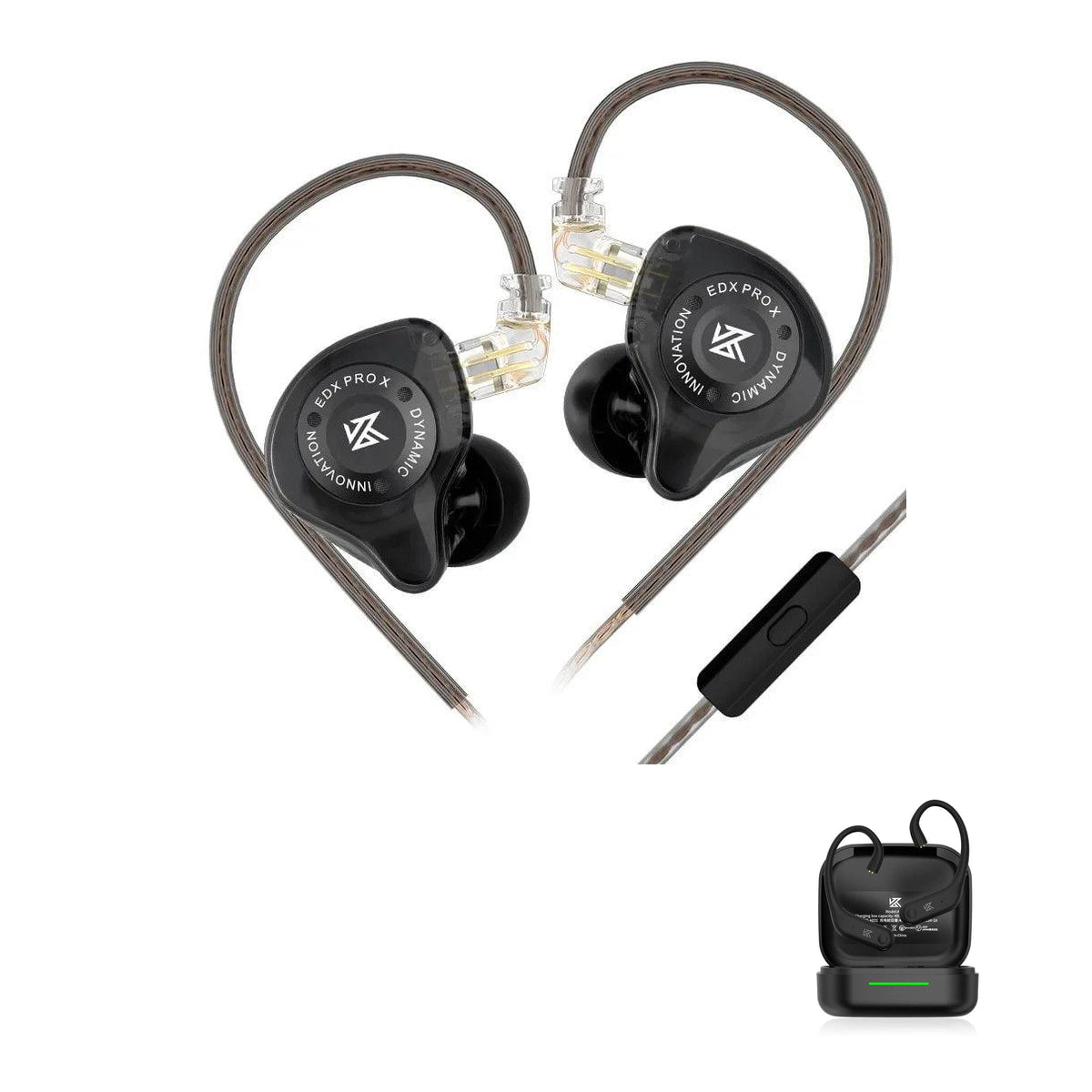 KZ EDX PRO X - Fone de Ouvido In-ear Gamer with KZ AE01 Bluetooth adapter — Preto • All Black (Edição limitada) / Com Microfone / Com Bluetooth