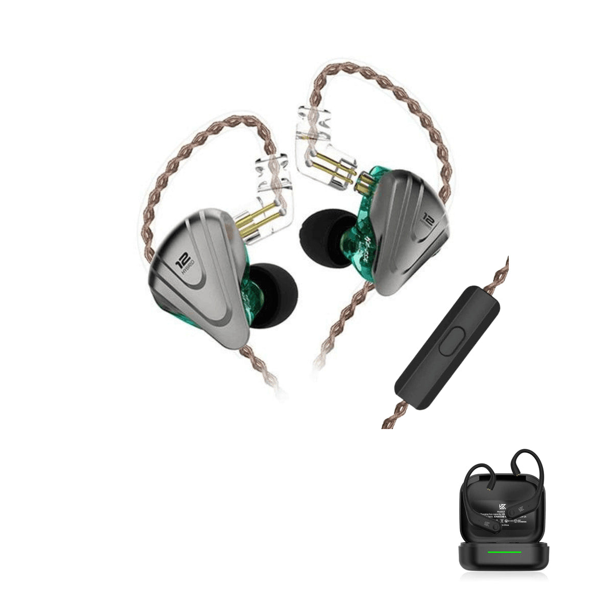 KZ ZSX Gamer with KZ AE01 Bluetooth adapter — Ciano / Com Microfone / Com Bluetooth