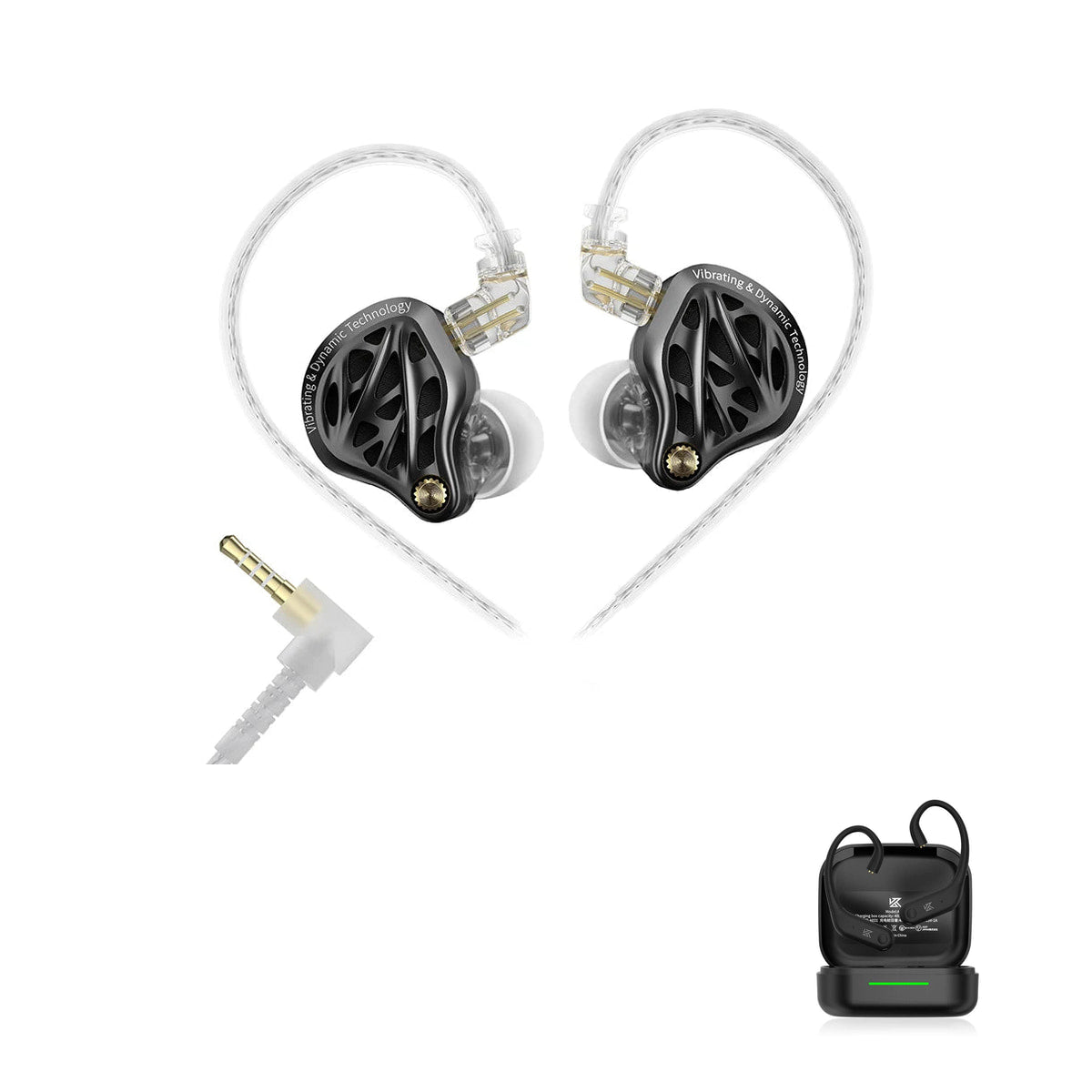 KZ Vibe X — Fone Intra-Auricular com Driver Duplo e Vibração Tátil de Graves with KZ AE01 Bluetooth adapter — Sem Microfone / Com Bluetooth