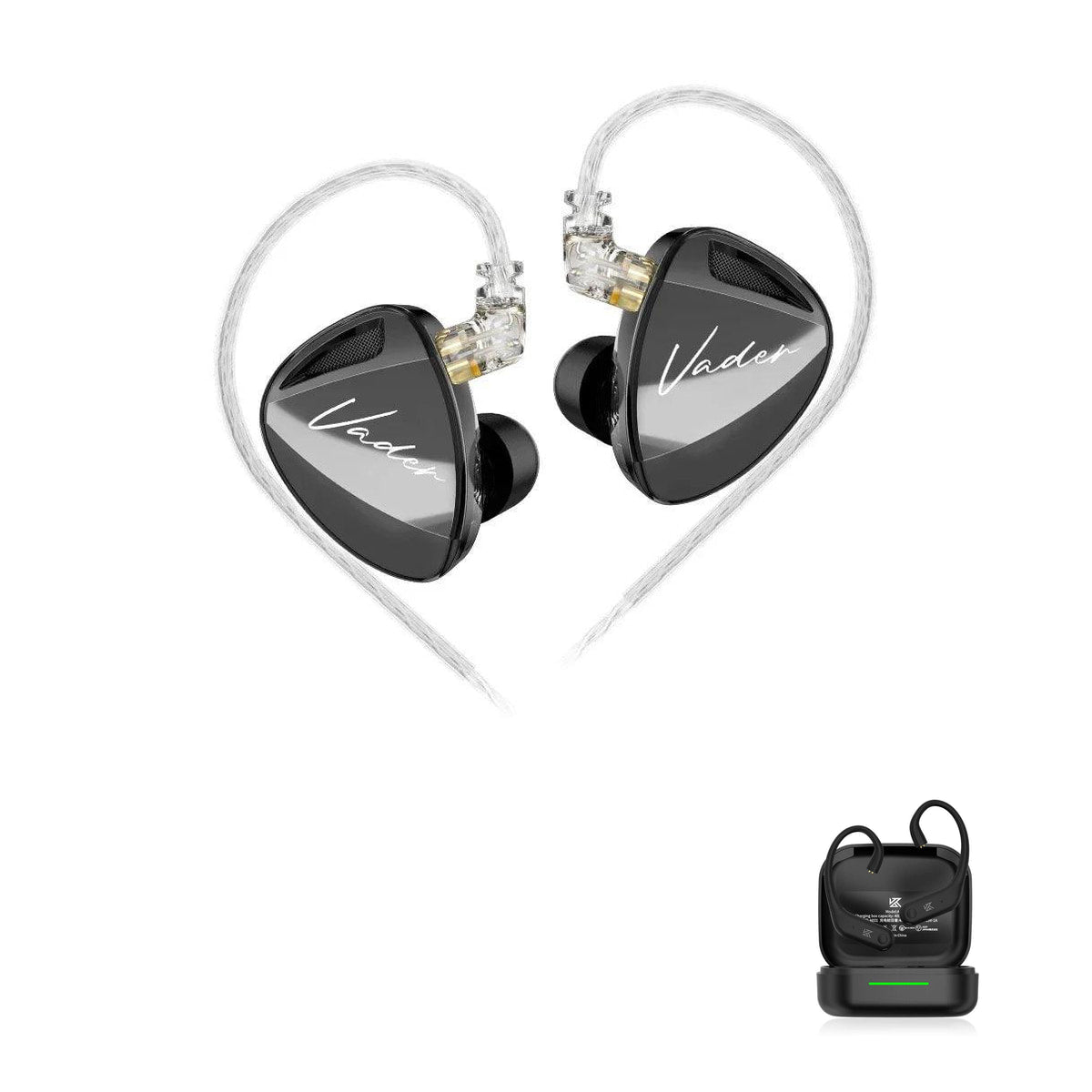 Fone de ouvido in-ear driver triplo KZ Vader with KZ AE01 Bluetooth adapter — Balanceado / Sem Microfone / Com Bluetooth