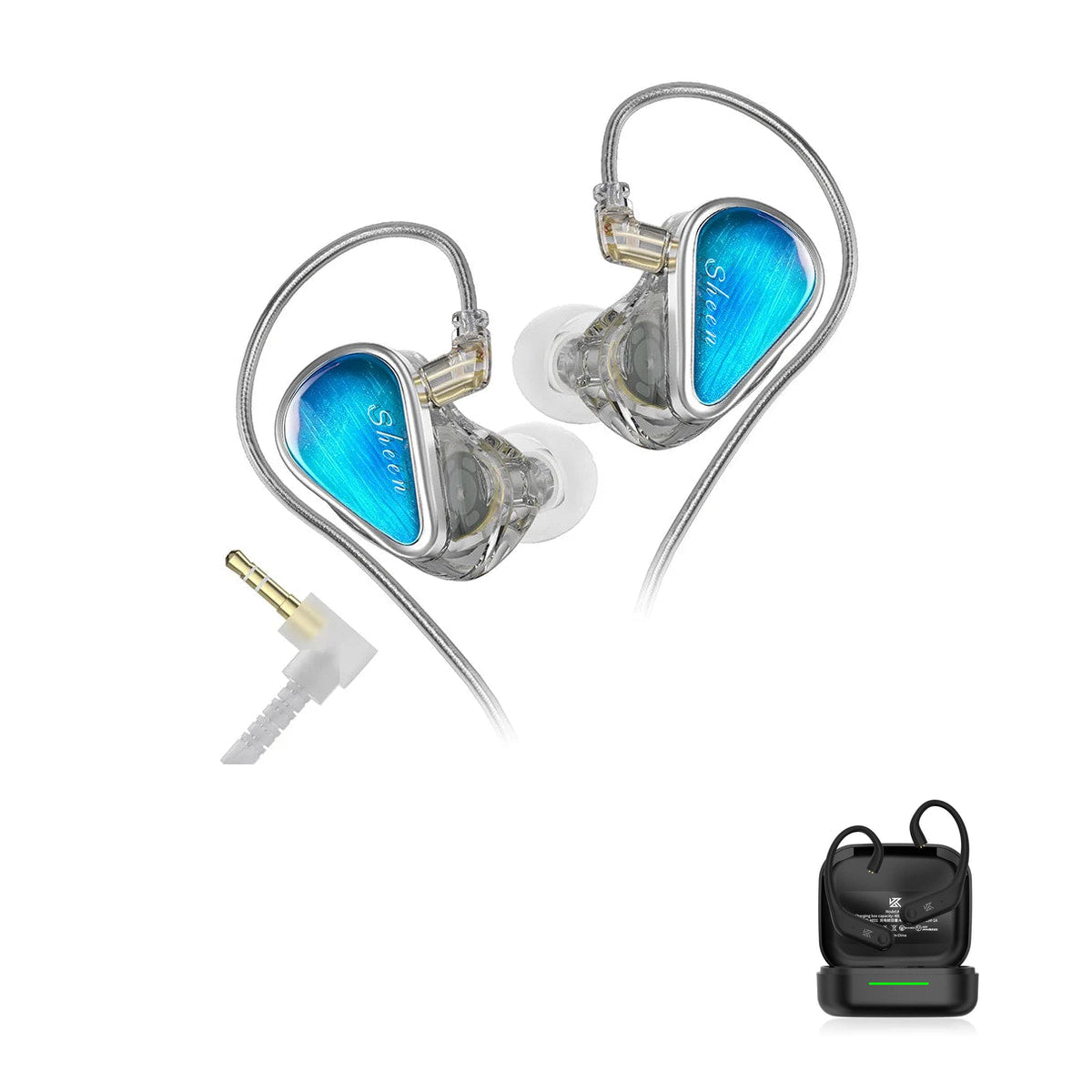 KZ Sheen — Fone In-Ear Hi-Fi com Drivers Dinâmicos Duplos with KZ AE01 Bluetooth adapter — Prata / 3.5mm (sem microfone) / Com Bluetooth