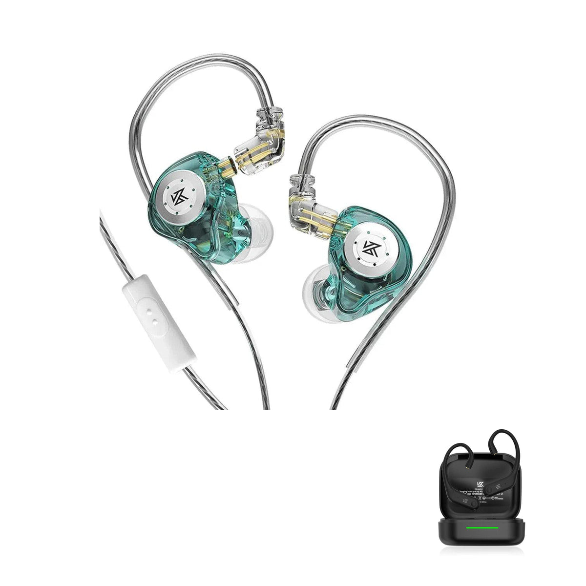 KZ EDX PRO with KZ AE01 Bluetooth adapter — Ciano / Com Microfone / Com Bluetooth