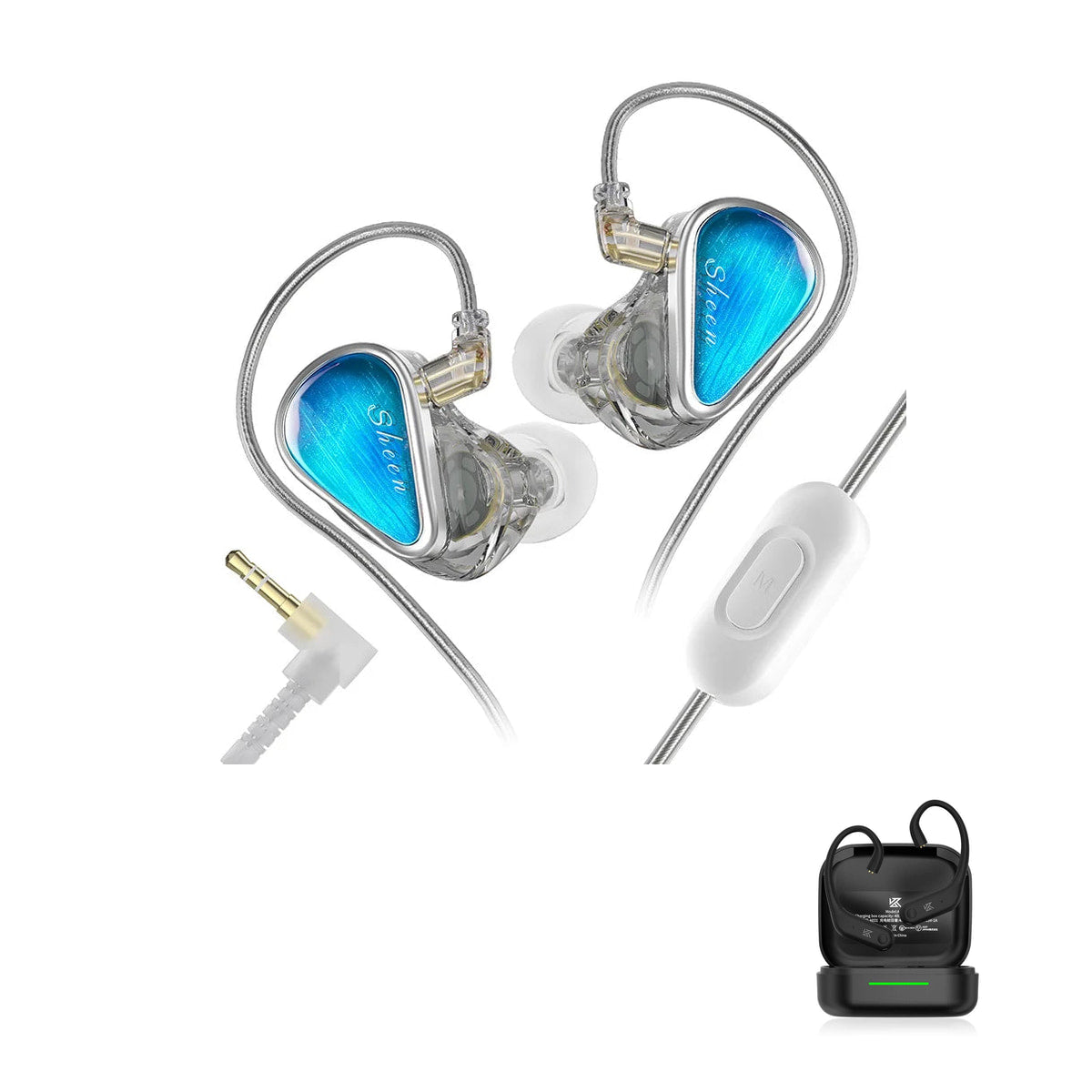 KZ Sheen — Fone In-Ear Hi-Fi com Drivers Dinâmicos Duplos with KZ AE01 Bluetooth adapter — Prata / 3.5mm (com microfone) / Com Bluetooth