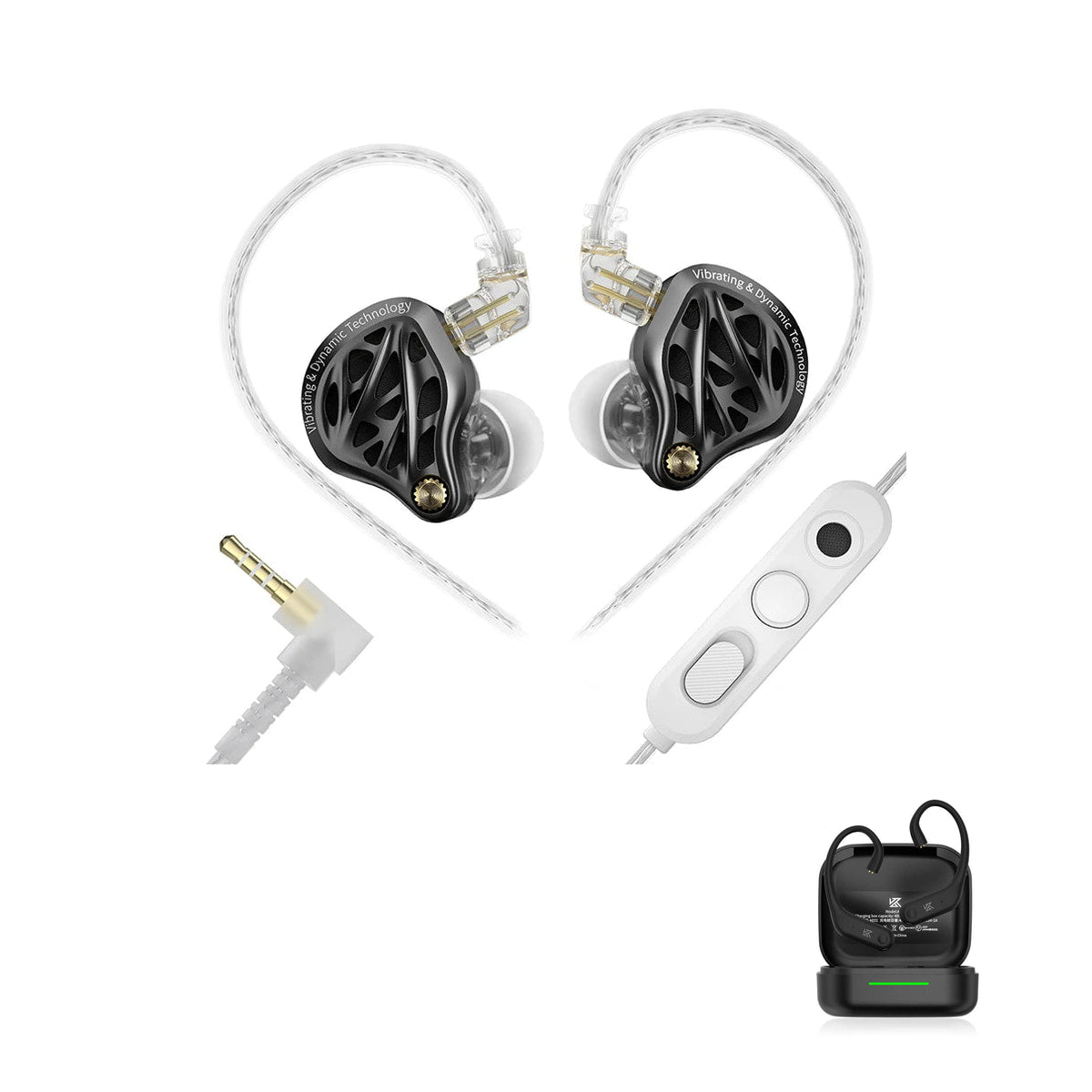 KZ Vibe X — Fone Intra-Auricular com Driver Duplo e Vibração Tátil de Graves with KZ AE01 Bluetooth adapter — Com Microfone / Com Bluetooth