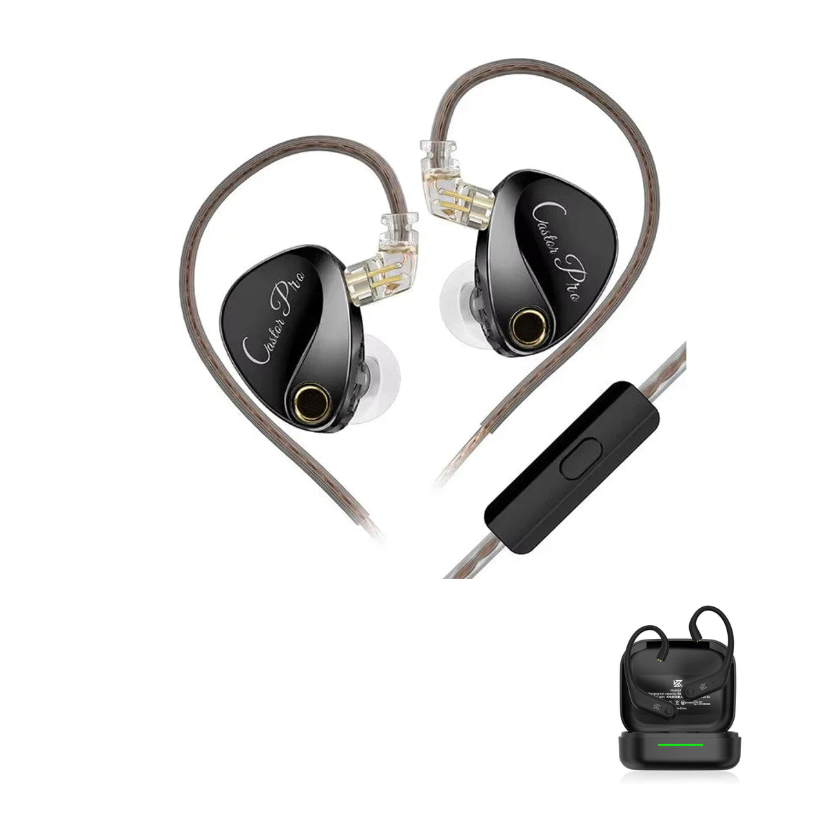 KZ Castor Pro with KZ AE01 Bluetooth adapter — Preto (Bass Up) / Com Microfone / Com Bluetooth