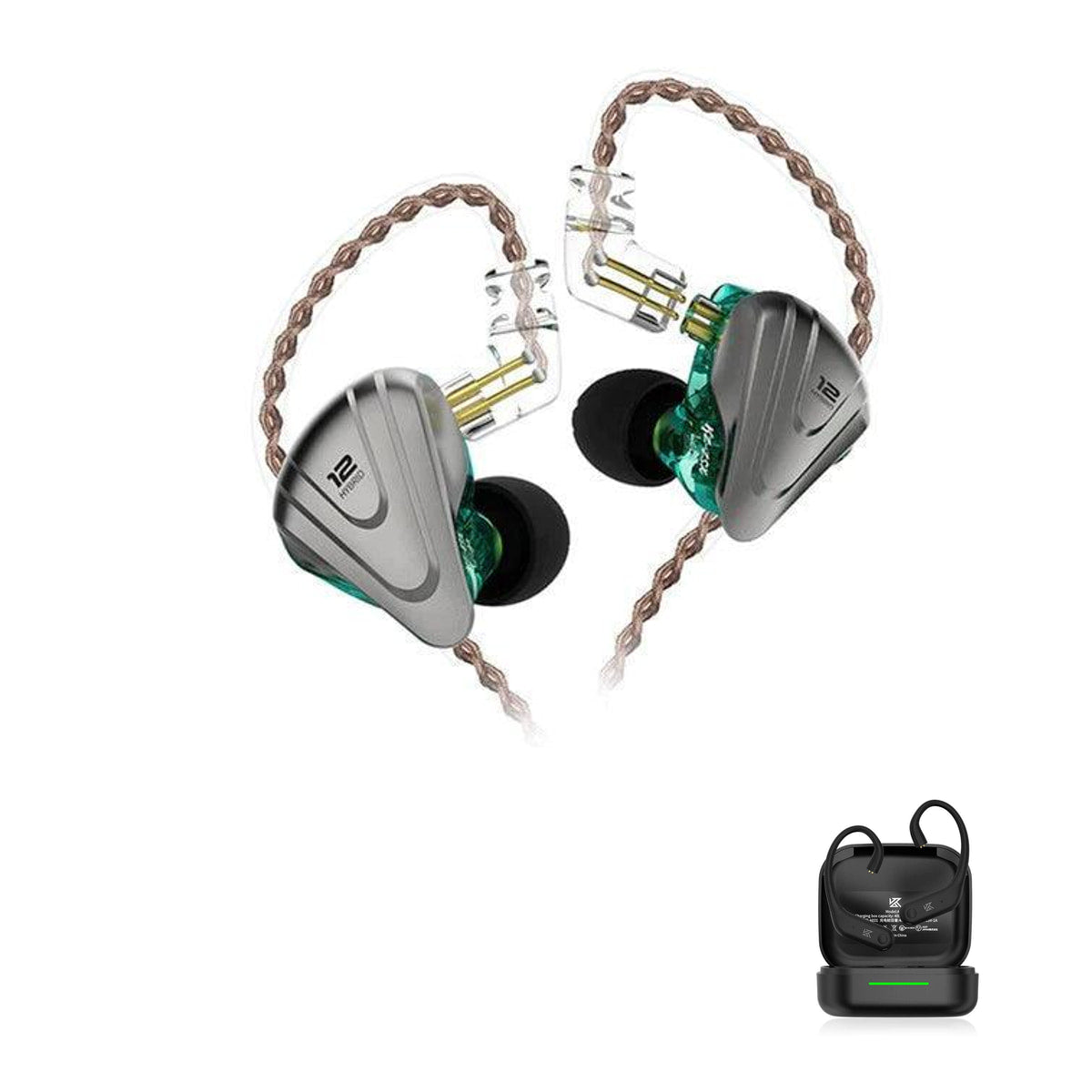 KZ ZSX Gamer with KZ AE01 Bluetooth adapter — Ciano / Sem Microfone / Com Bluetooth