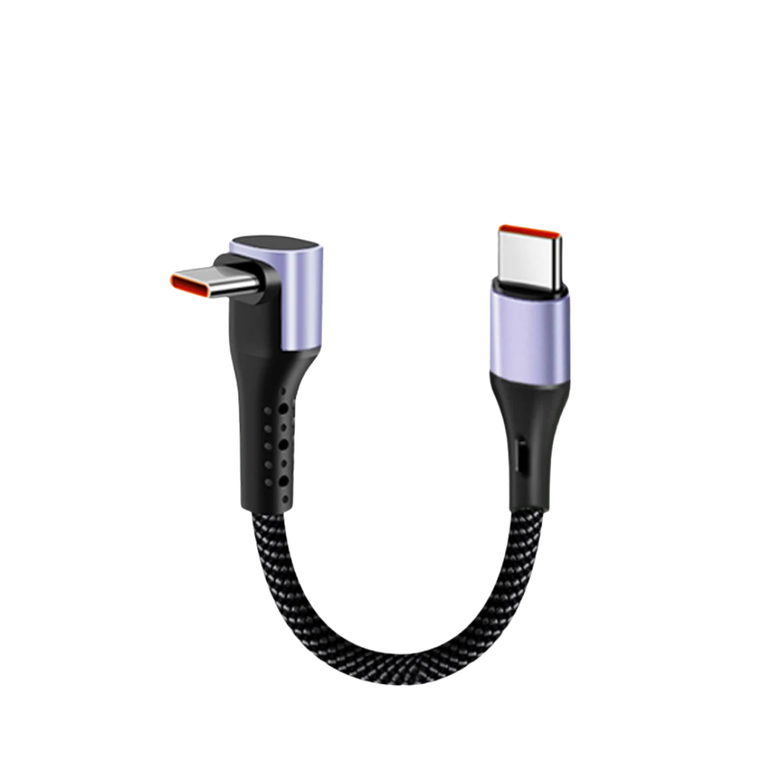 Cabo USB-C 90° para USB-C – Carregamento Rápido e Transferência de Dados