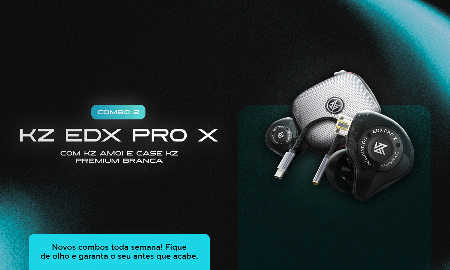 Combo 2 BLACKZ - KZ EDX PRO X + KZ AM01 + Case KZ Premium