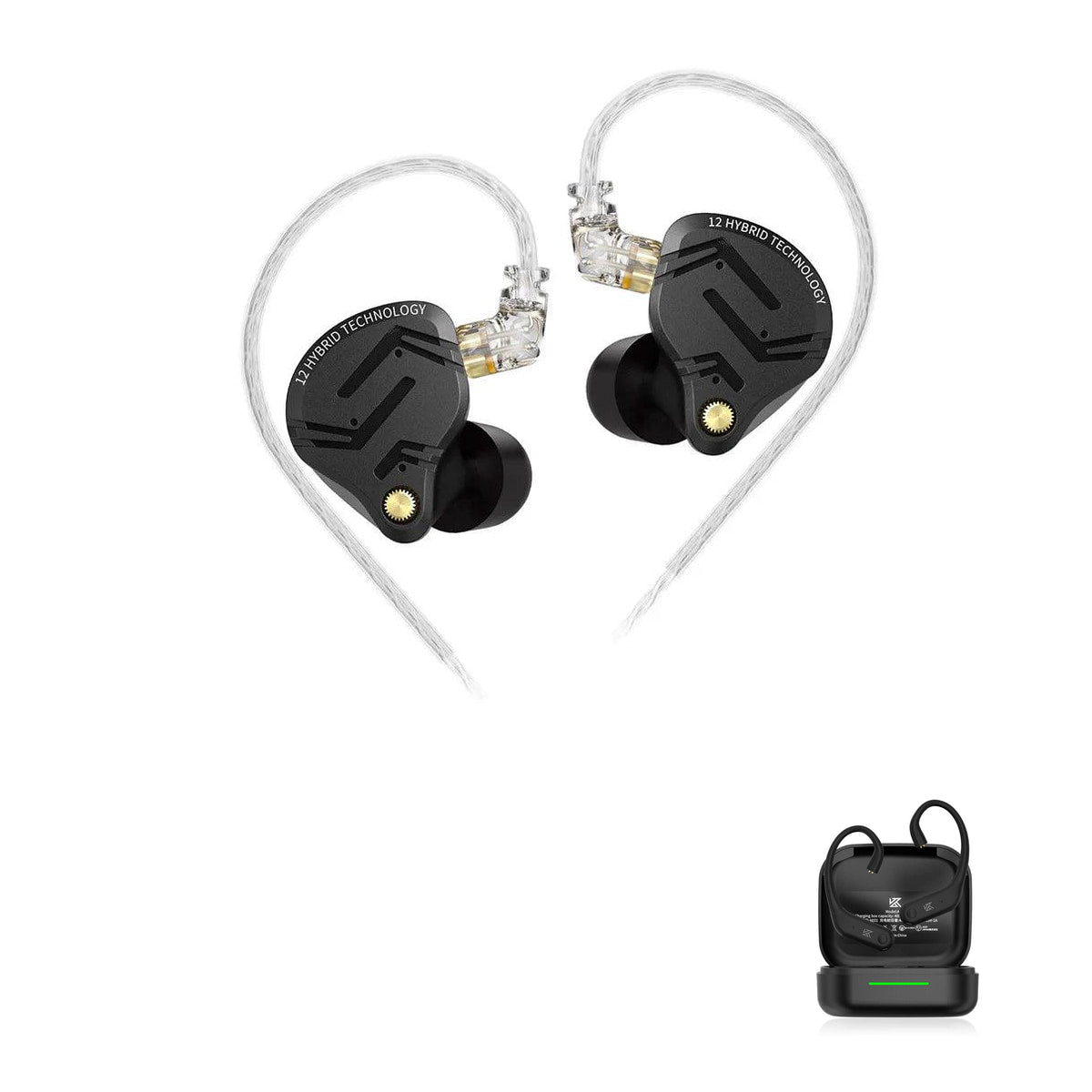 KZ ZS12 PRO X 12 Drivers with KZ AE01 Bluetooth adapter — Padrão / Sem Microfone / Com Bluetooth, Tuning / Sem Microfone / Com Bluetooth