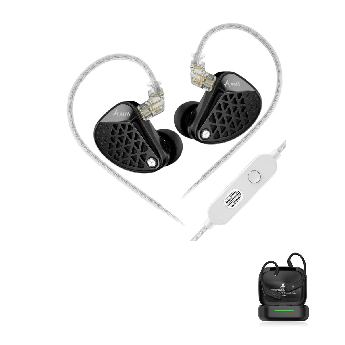 Fone KZ AM16 16BA Drivers HiFi with KZ AE01 Bluetooth adapter — Balanceado / Com Microfone / Com Bluetooth, Bass UP! / Com Microfone / Com Bluetooth