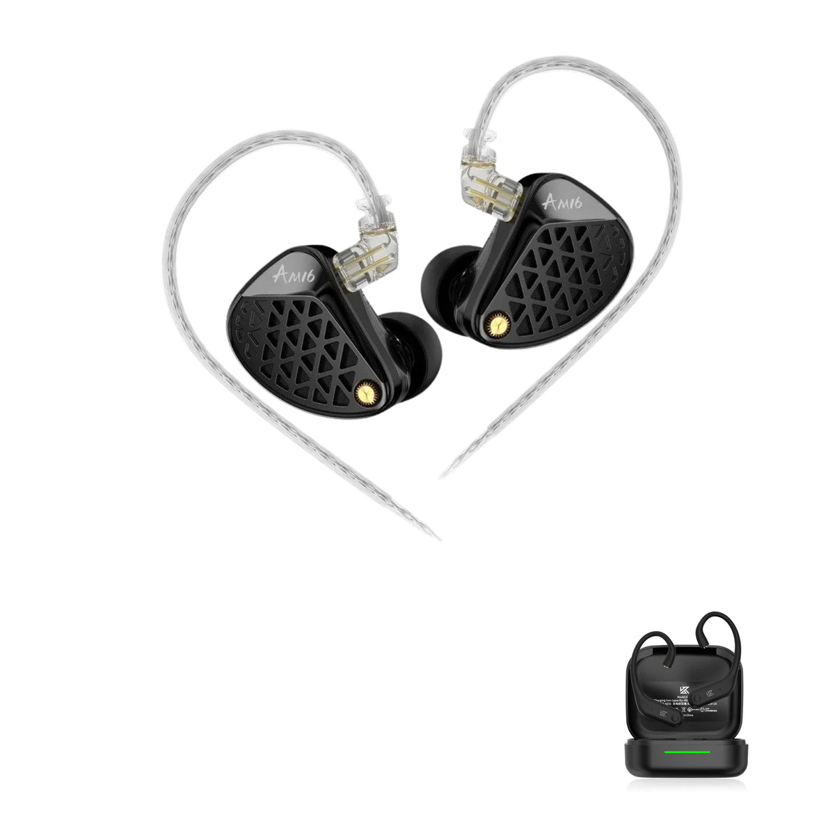 Fone KZ AM16 16BA Drivers HiFi with KZ AE01 Bluetooth adapter — Balanceado / Sem Microfone / Com Bluetooth, Bass UP! / Sem Microfone / Com Bluetooth