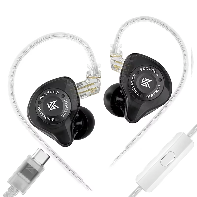 KZ EDX PRO X - Fone de Ouvido In-ear Gamer – Preto • All Black (Edição limitada) – USB-C (com microfone)