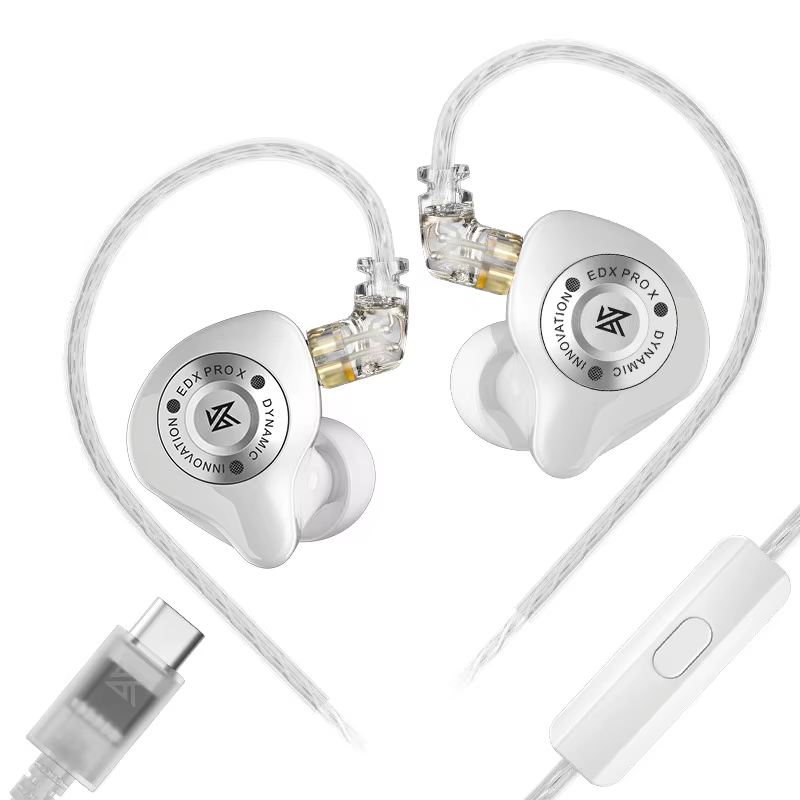 KZ EDX Pro X - Fone de Ouvido In-ear para Músicos – Branco – USB-C (com microfone)