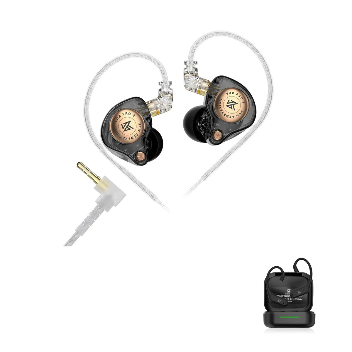 KZ EDX PRO 2 with KZ AE01 Bluetooth adapter — Preto / Sem Microfone (3.5mm) / Com Bluetooth