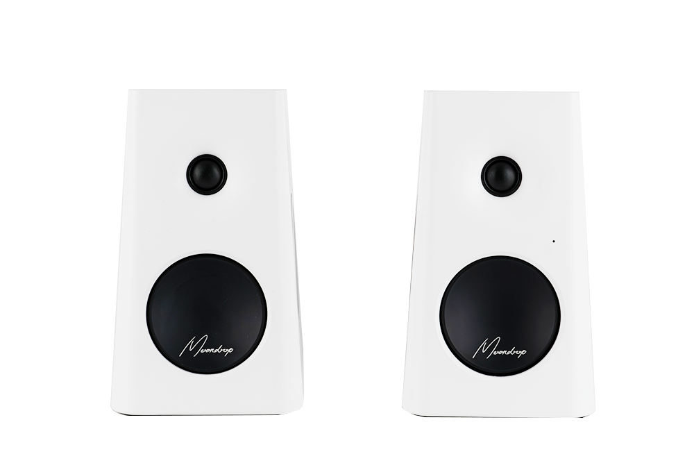 Par de caixas ativas MOONDROP MM3A brancas — frontal