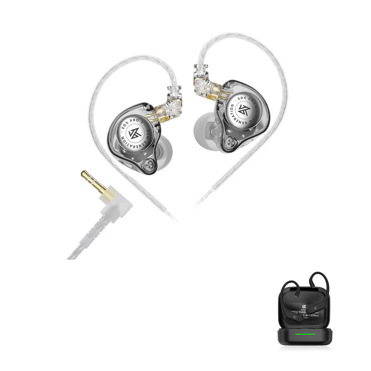 KZ EDX PRO 2 with KZ AE01 Bluetooth adapter — Transparente / Sem Microfone (3.5mm) / Com Bluetooth