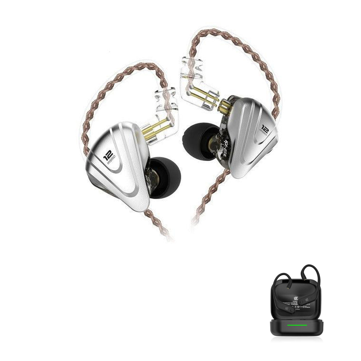 KZ ZSX with KZ AE01 Bluetooth adapter — Preto / Sem Microfone / Com Bluetooth