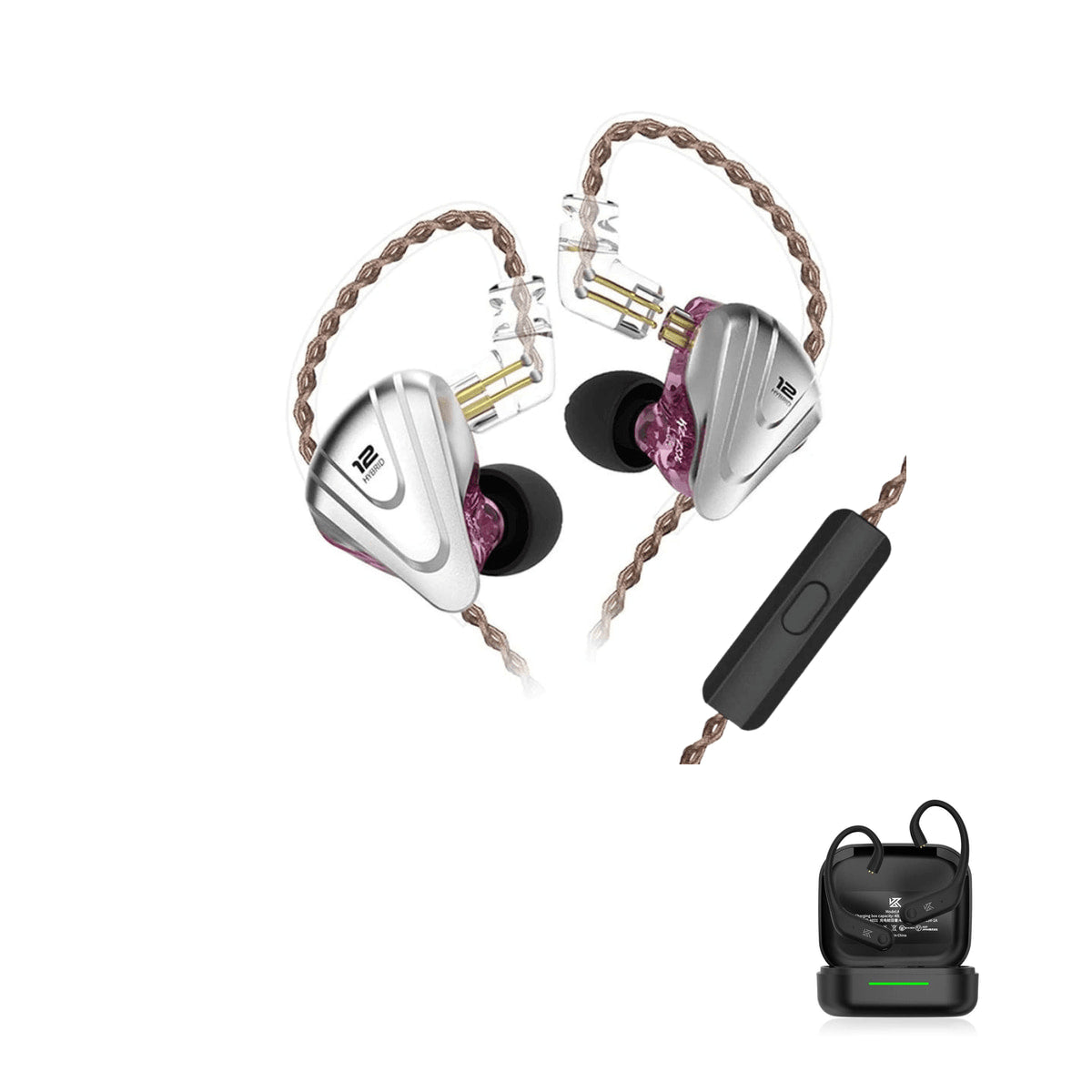 KZ ZSX Gamer with KZ AE01 Bluetooth adapter — Roxo / Com Microfone / Com Bluetooth