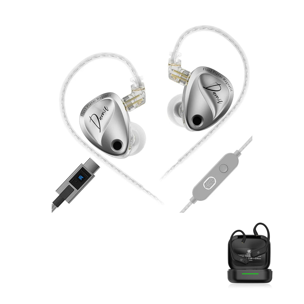 KZ Duonic – Driver Planar Magnético Avançado with KZ AE01 Bluetooth adapter — Padrão / Com Microfone (USB-C) / Com Bluetooth