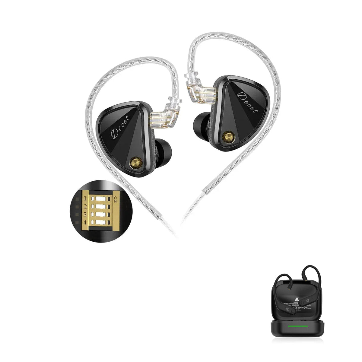 KZ Decet – Fone In-Ear de 10 Drivers Dinâmicos with KZ AE01 Bluetooth adapter — Tuning / Sem Microfone / Com Bluetooth