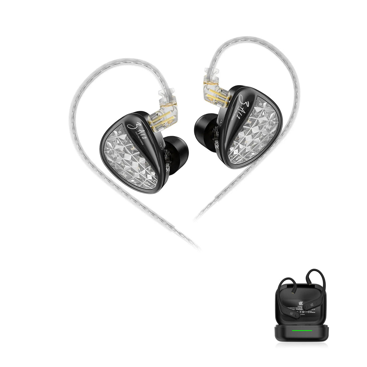 KZ ZA12 - Fone in-ear Híbrido Profissional with KZ AE01 Bluetooth adapter — Padrão / Sem Microfone / Com Bluetooth