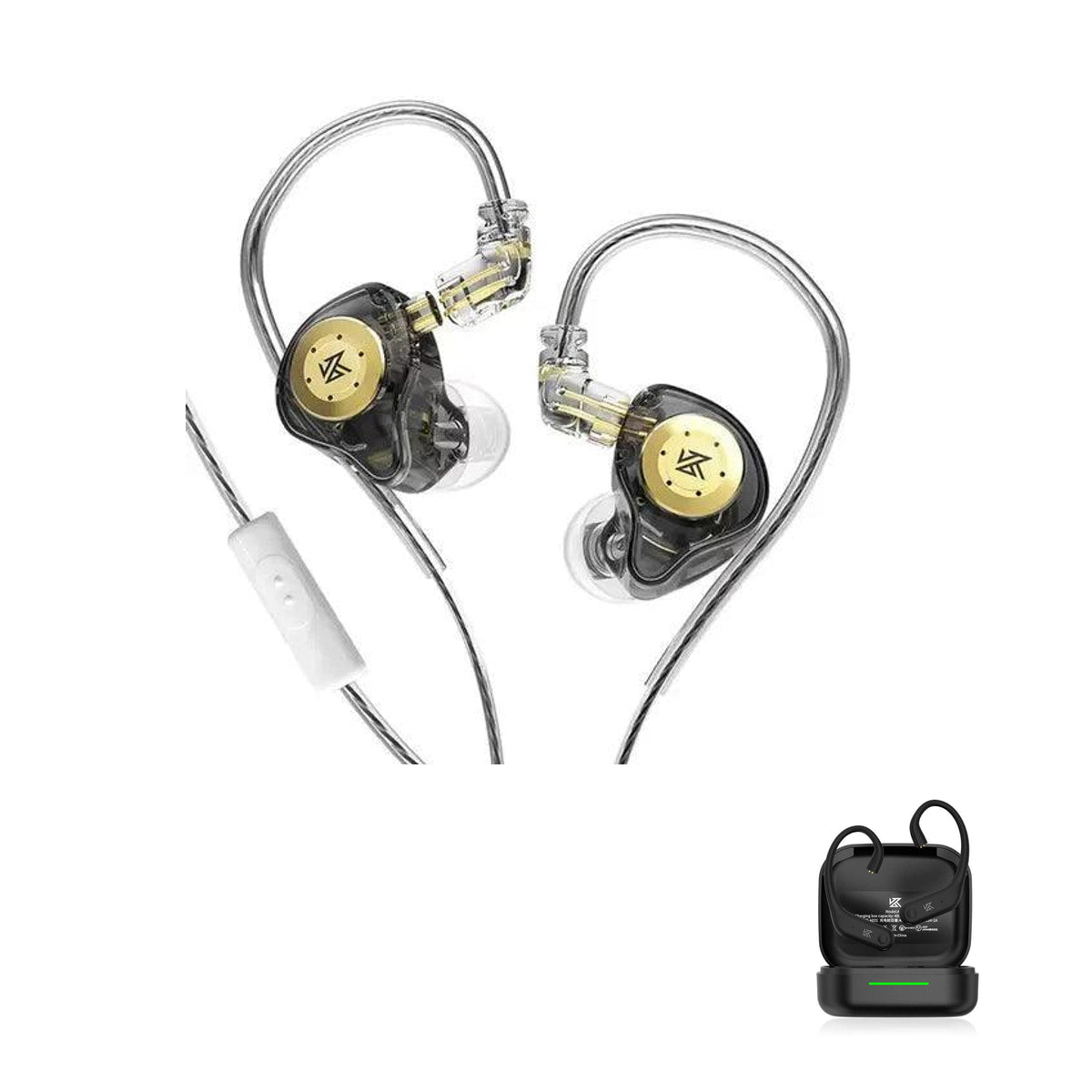 KZ EDX PRO with KZ AE01 Bluetooth adapter — Preto / Com Microfone / Com Bluetooth