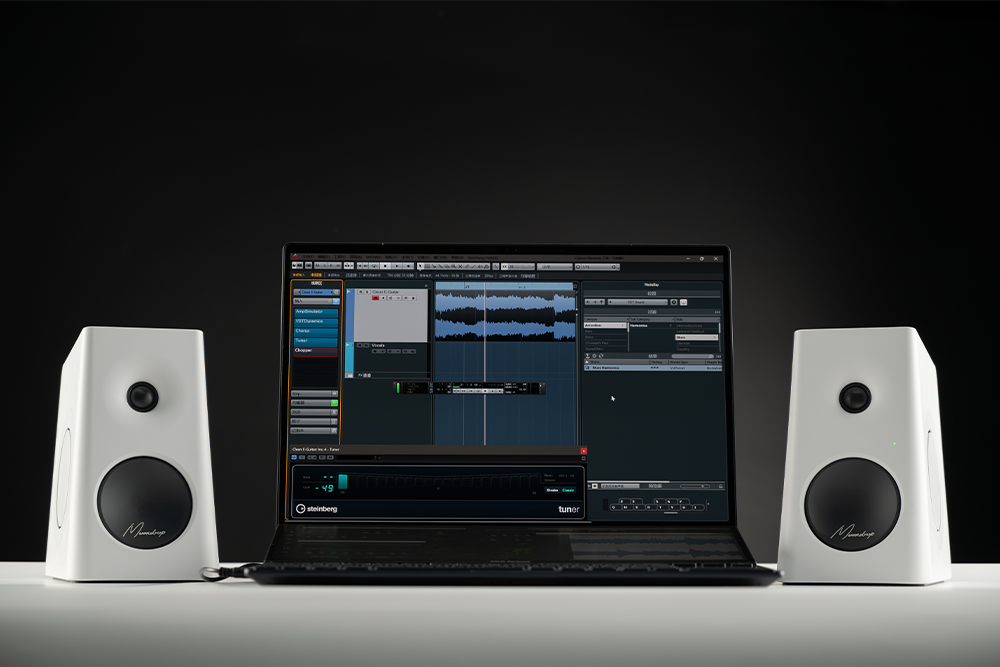 Par de caixas ativas MOONDROP MM3A brancas — desktop