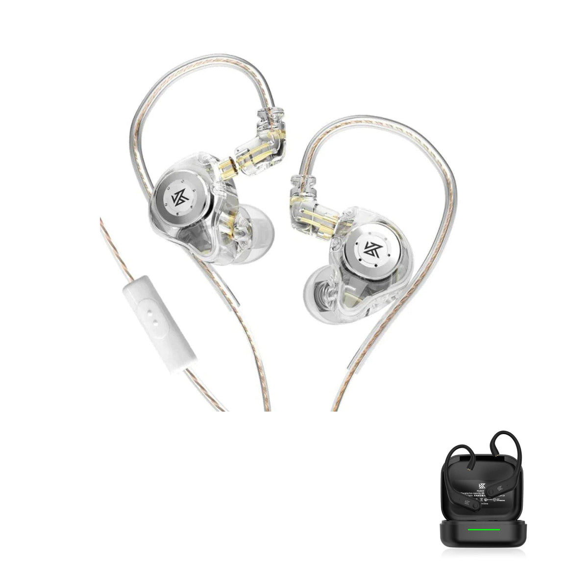 KZ EDX PRO with KZ AE01 Bluetooth adapter — Transparente / Com Microfone / Com Bluetooth