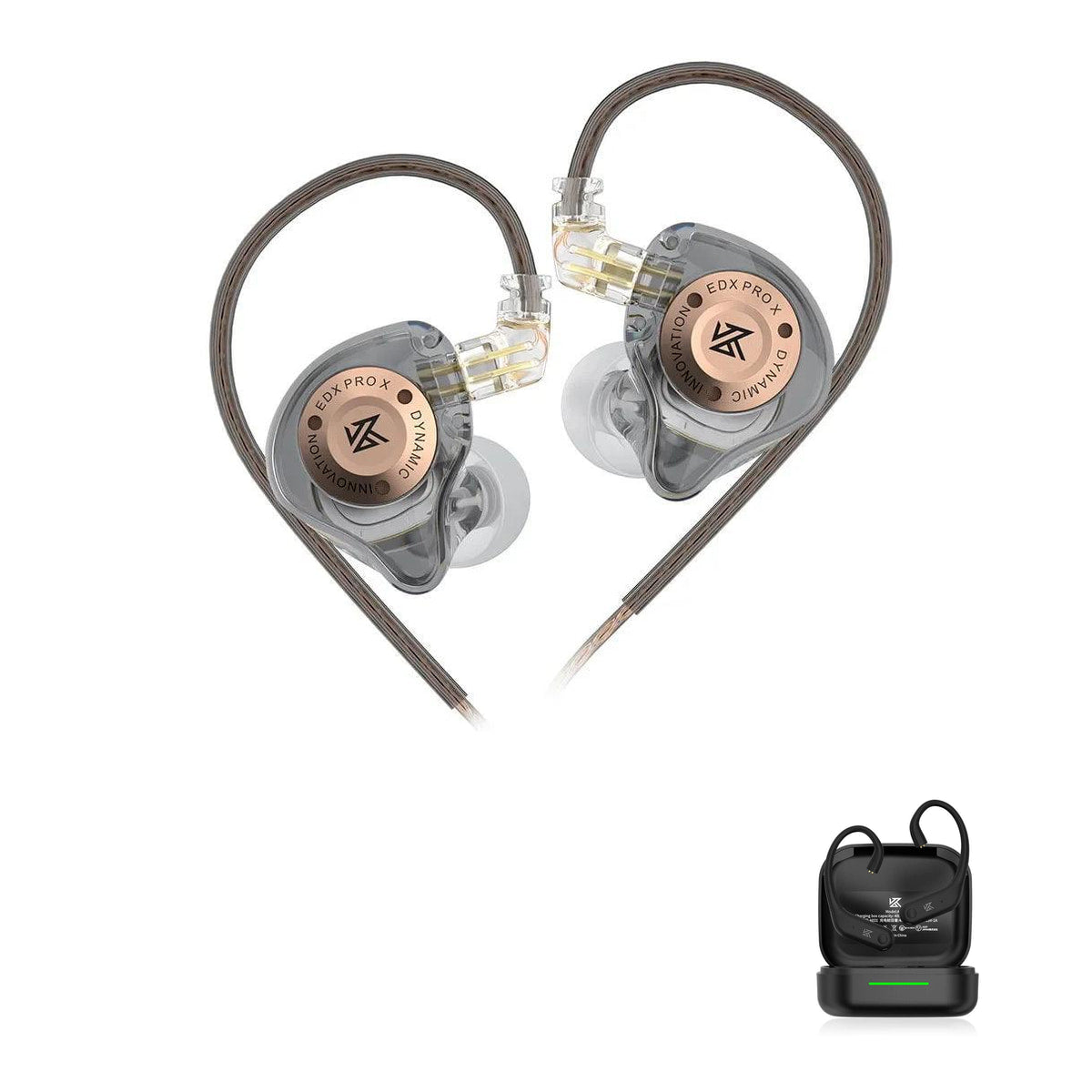 KZ EDX PRO X - Fone de Ouvido In-ear Gamer with KZ AE01 Bluetooth adapter — Cinza / Sem Microfone / Com Bluetooth