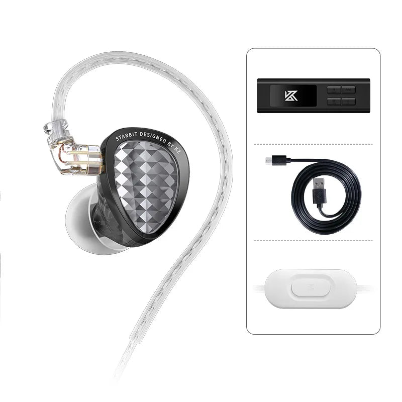 KZ Starbit — Fone In-Ear Gamer Híbrido com Placa de Som e Display