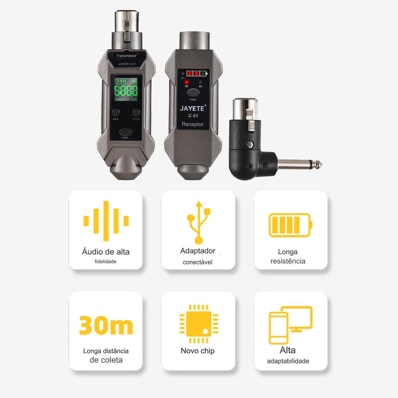 Transmissor Profissional JAYETE C-01: Transforme Seu Microfone com Fio em sem Fio