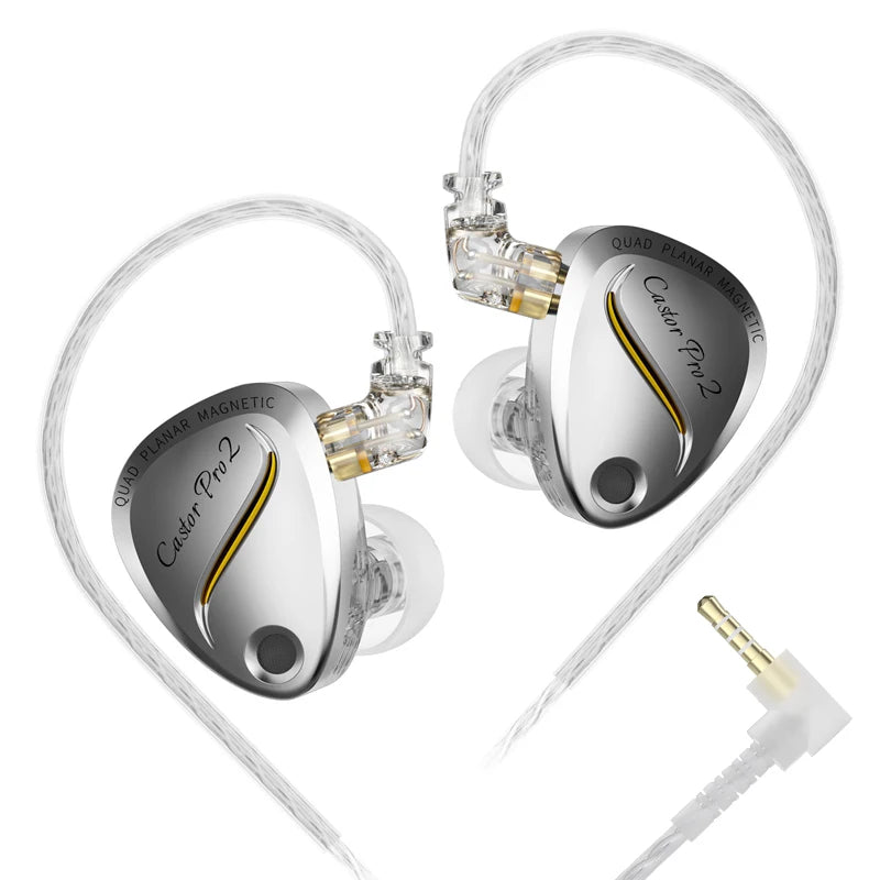 KZ Castor Pro 2 prata com cabo 3,5 mm sem microfone