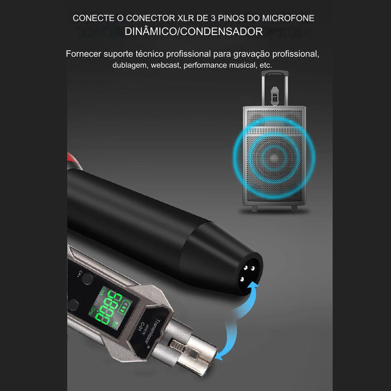 Transmissor Profissional JAYETE C-01: Transforme Seu Microfone com Fio em sem Fio