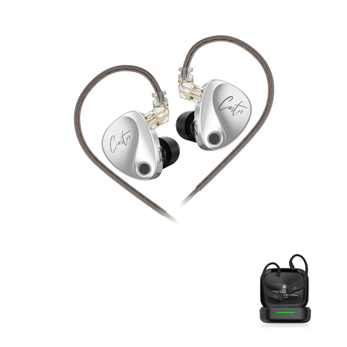 KZ Castor with KZ AE01 Bluetooth adapter — Padrão / Sem Microfone / Com Bluetooth