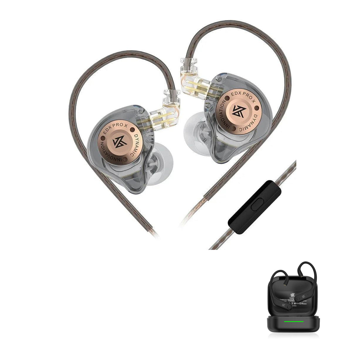 KZ EDX PRO X - Fone de Ouvido In-ear Gamer with KZ AE01 Bluetooth adapter — Cinza / Com Microfone / Com Bluetooth