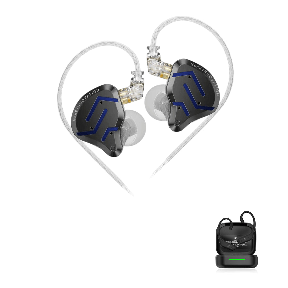 KZ ZSN PRO 2 - Fone de ouvido in-ear Gamer with KZ AE01 Bluetooth adapter — Preto Meia-Noite - Versão Limitada / Sem Microfone / Com Bluetooth