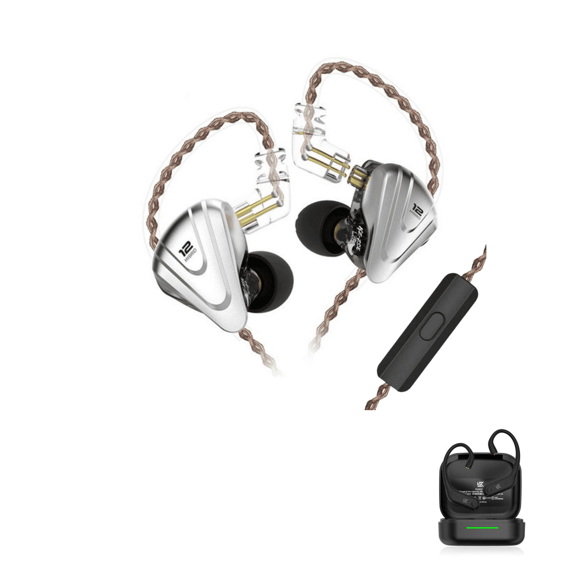 KZ ZSX Gamer with KZ AE01 Bluetooth adapter — Preto / Com Microfone / Com Bluetooth