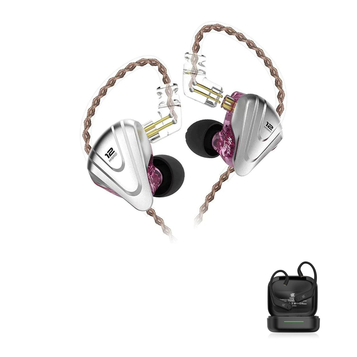 KZ ZSX Gamer with KZ AE01 Bluetooth adapter — Roxo / Sem Microfone / Com Bluetooth